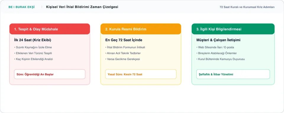 KVKK ve GDPR Kapsamında Veri İhlal Bildirimi Süreci ve 72 Saat Kuralı - Süreç İnfografiği